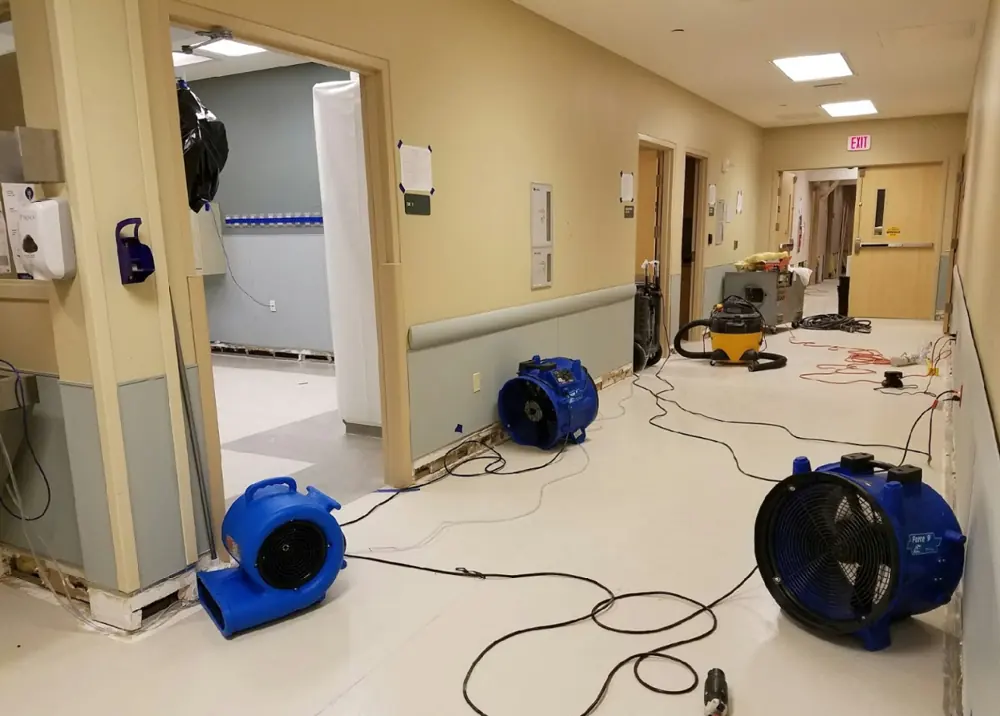 Water damage restoration crew working in Meridianville, AL